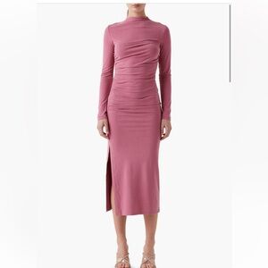 Talia ruched long sleeve midi dress